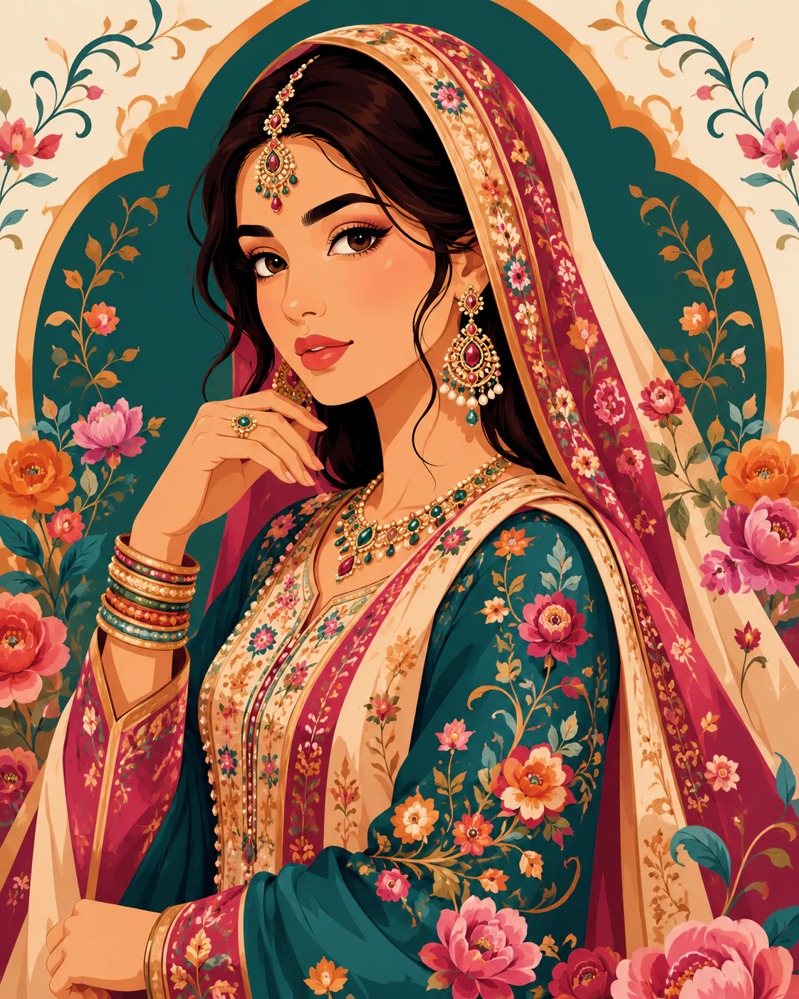 Cultural portrait vector illustration